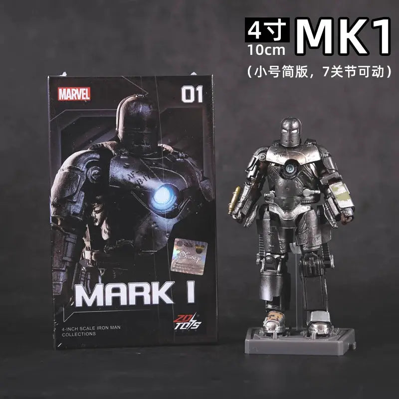 4 inches Original 1/10 ZD Toys Iron Man Action Figure MK1 MK2 MK3 MK4 MK5 MK6 MK7 Tony Stark Anime Doll Model Kids Birthday Gift - ToylandEU