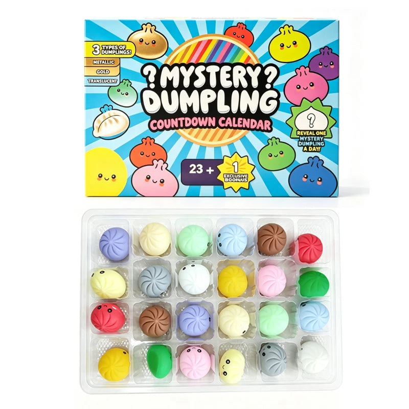 Advent Calendar | 24 Day Dumpling Squishies | Soft Slow Rise Anti Stress Toys | Anxiety Relief Holiday Gift