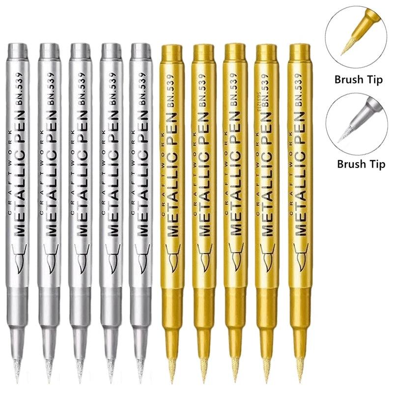 Metallic Paint Pens | Brush Tip Nib | Non Erasable Ink | 1 To 50 Pack