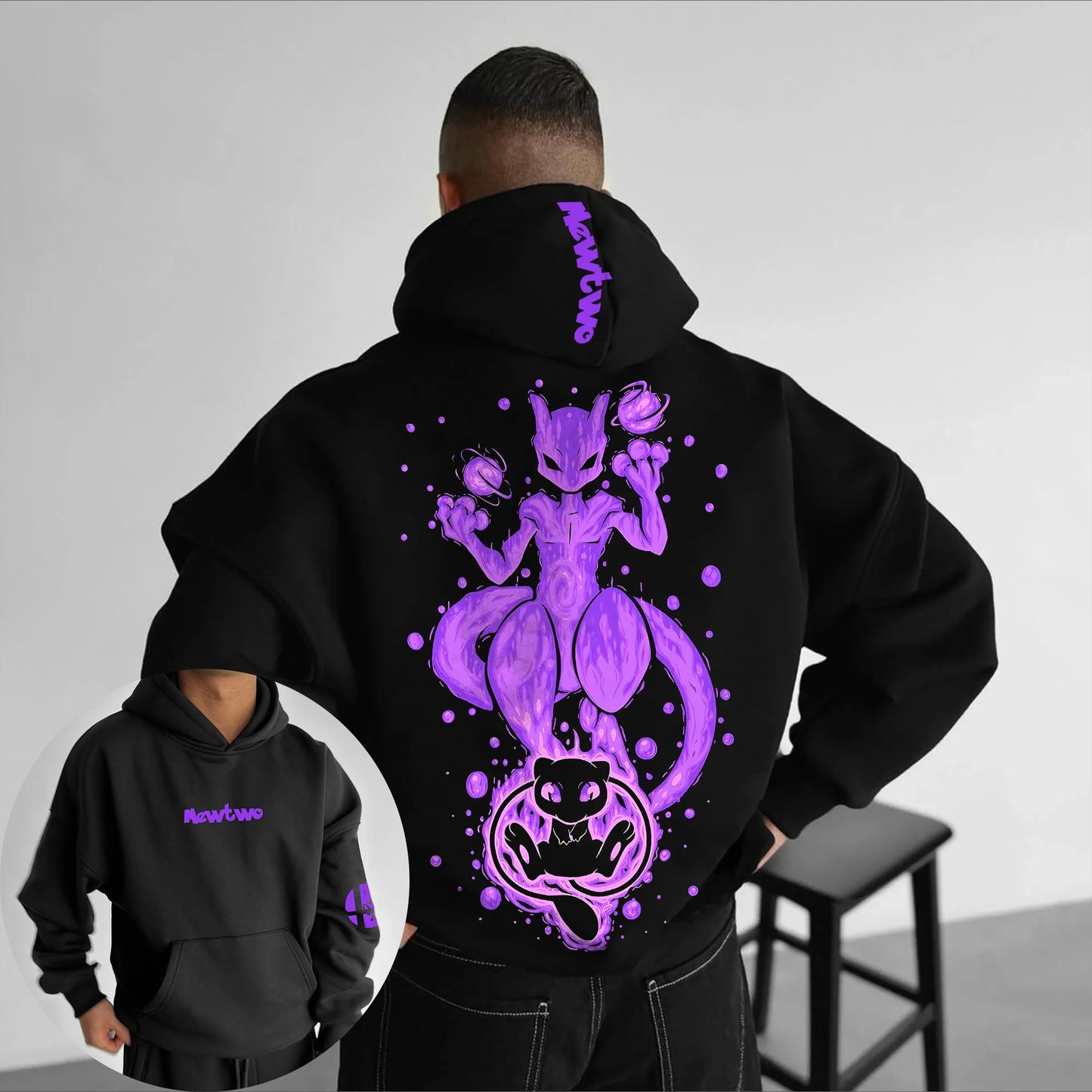 Hoodie | Pokémon Mewtwo Graphic | Cotton Blend | Unisex Harajuku Style