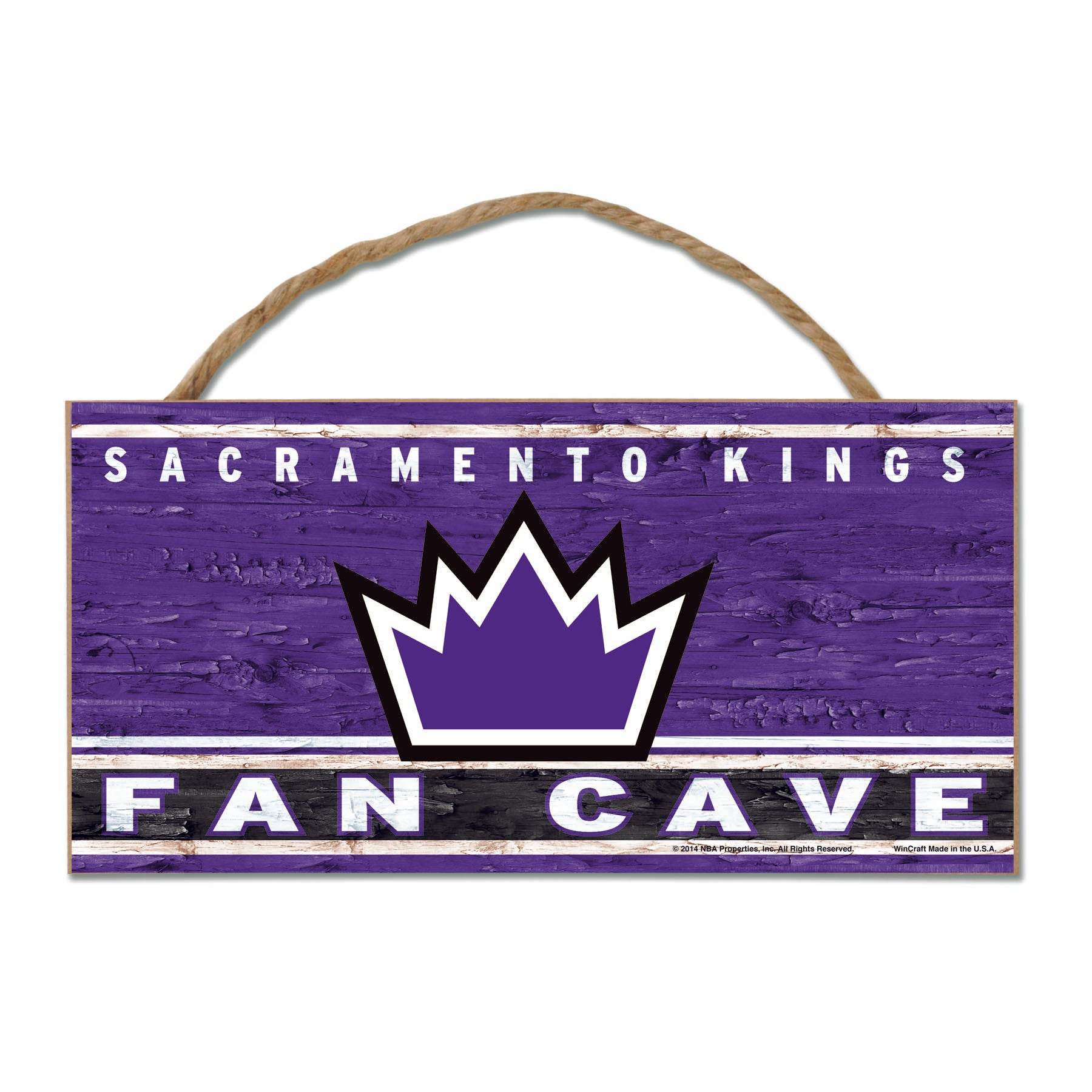 Sacramento Kings Wood Sign 5x10 With Rope Fan Cave Decor - ToylandEU