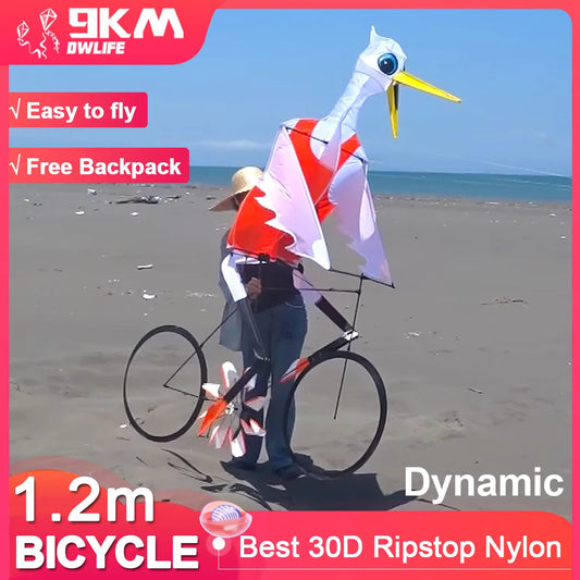 9KM Dynamic Bicycle Kite 1.2m*0.8m Line Laundry Single Line Show Kite with Pedaling Action - ToylandEU