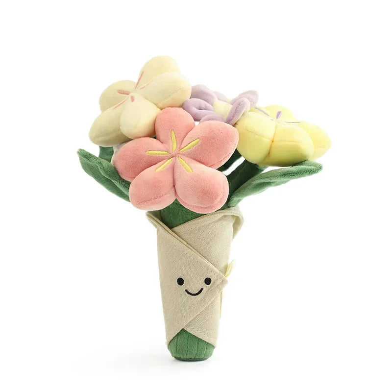 Plush Rose Bouquet Toy Soft Huggable Desk Decor Gift - ToylandEU