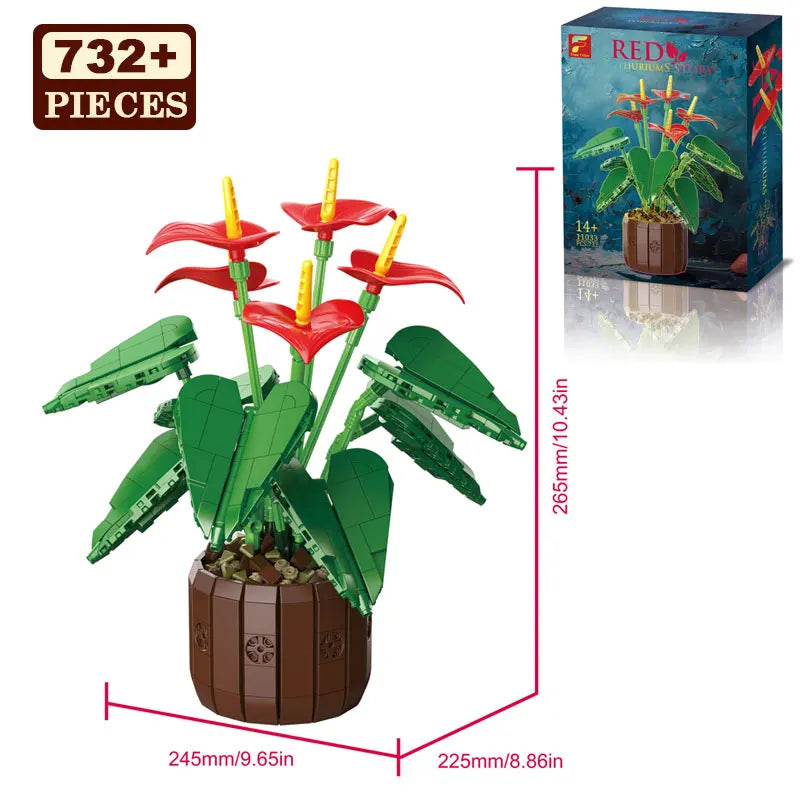 Flower Bouquet Building Blocks Kit DIY Puzzle Gift