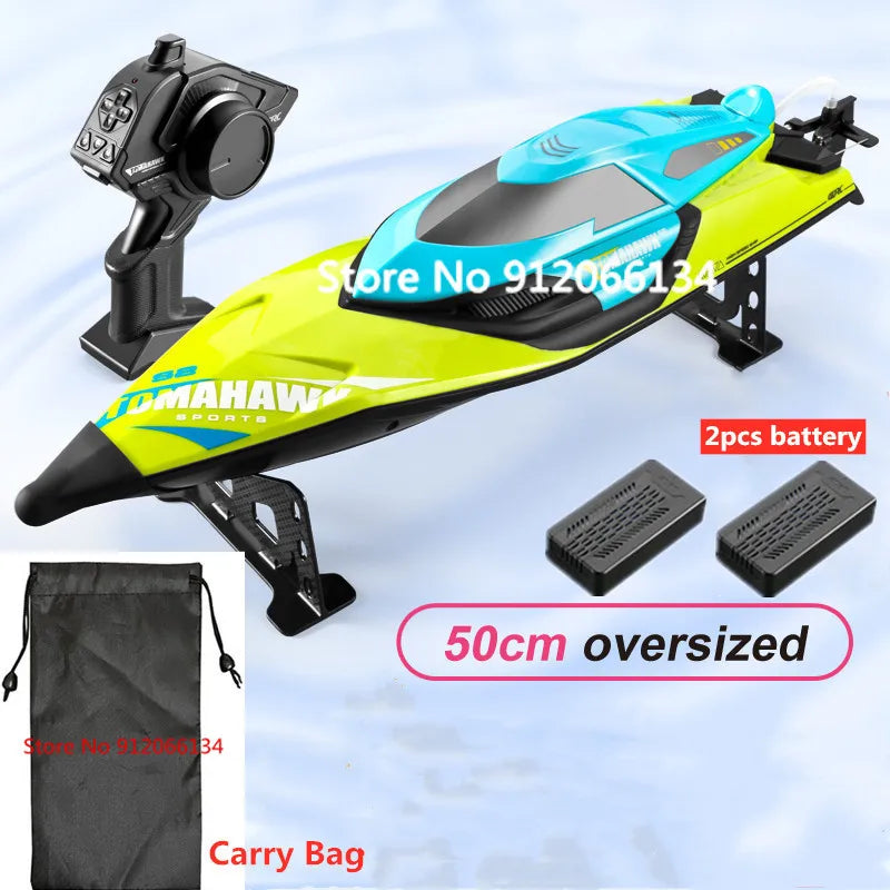 RC High-Speed 70KM/H RC Racing Boat - Double-Layer Waterproof Remote Control Yacht with Capsize Reset & Water Cooling System, 50CM Oversized Design