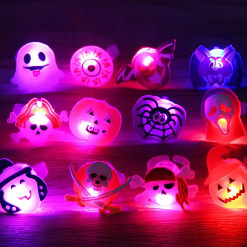 Halloween Glow Ring | Battery Operated | Pumpkin Ghost Design | 5 10 20 Pack