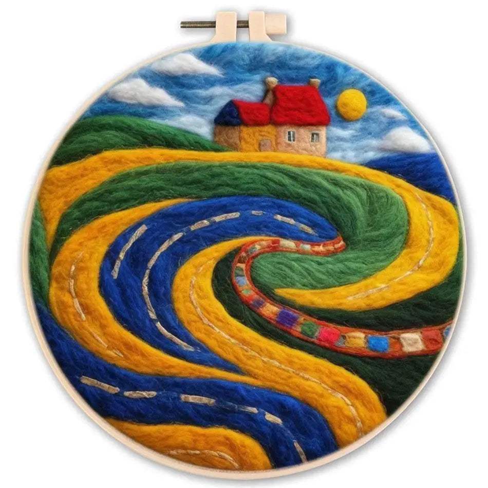 GATYZTORY 20x20cm Frame Wool Painting Kit Needle Felt Landscape Picture Craft Painting Gift For Mom - ToylandEU