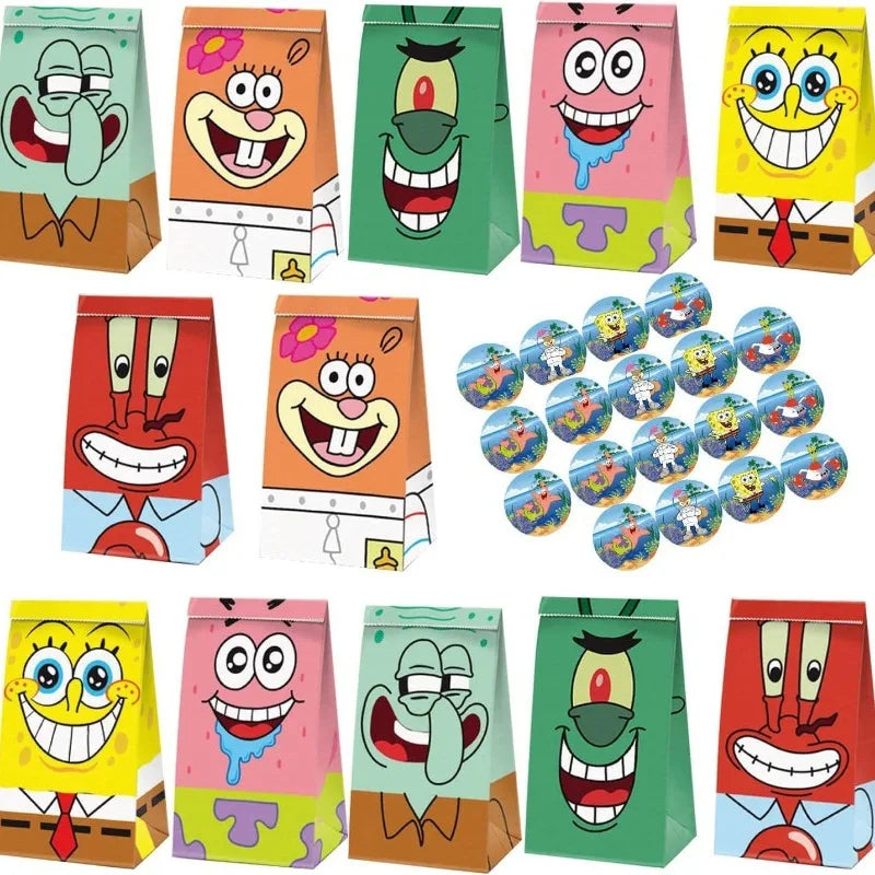Spongebob Party Bags | Paper Treat Design | Carry Handle | Kids Birthday
