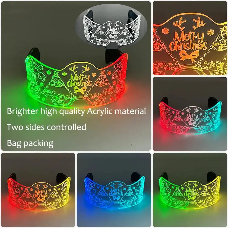 New Acrylic Luminous Glowing Cyberpunk Glasses LED Light Up Halloween Party Glasses Bar Club Props Neon Glasses Supplies - ToylandEU