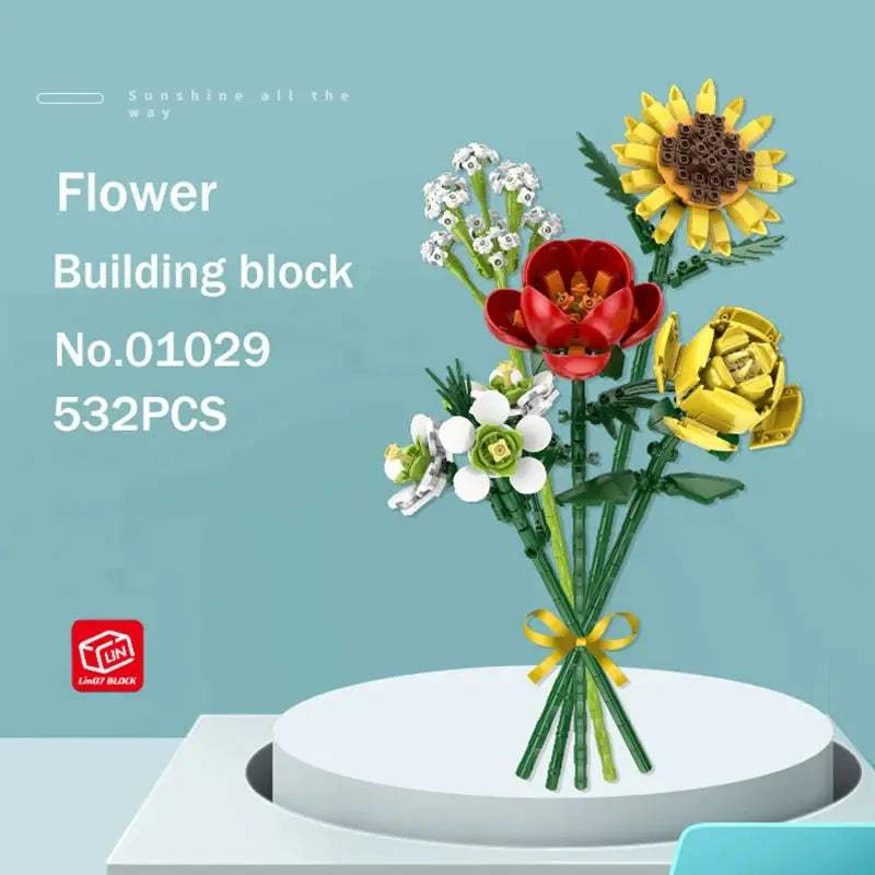 Flowers Bricks Bouquet Building Blocks Toys for Birthday Gift Room Decor Botanical Set Valentine's Day Rose Friends Kids Adults - ToylandEU