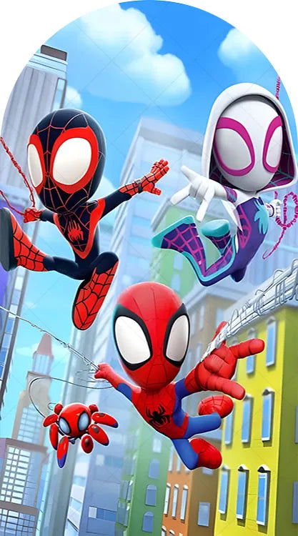 Photography Backdrop | Spider Man Theme | Polyester Fabric | Custom Name And Age
