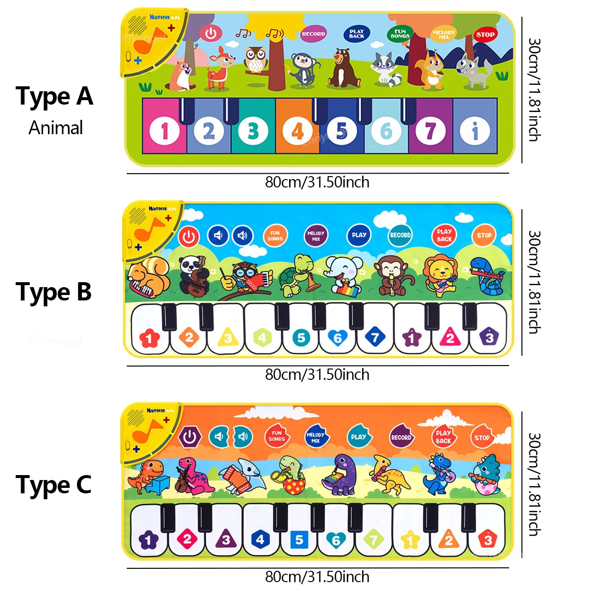 Kids Piano Mat Floor Keyboard Dance Rug For Musical Fun