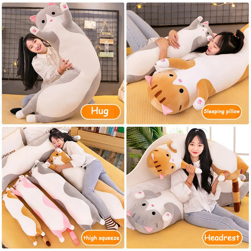 Long Kitten Pillow | Jointed Plush | Toylandeu™