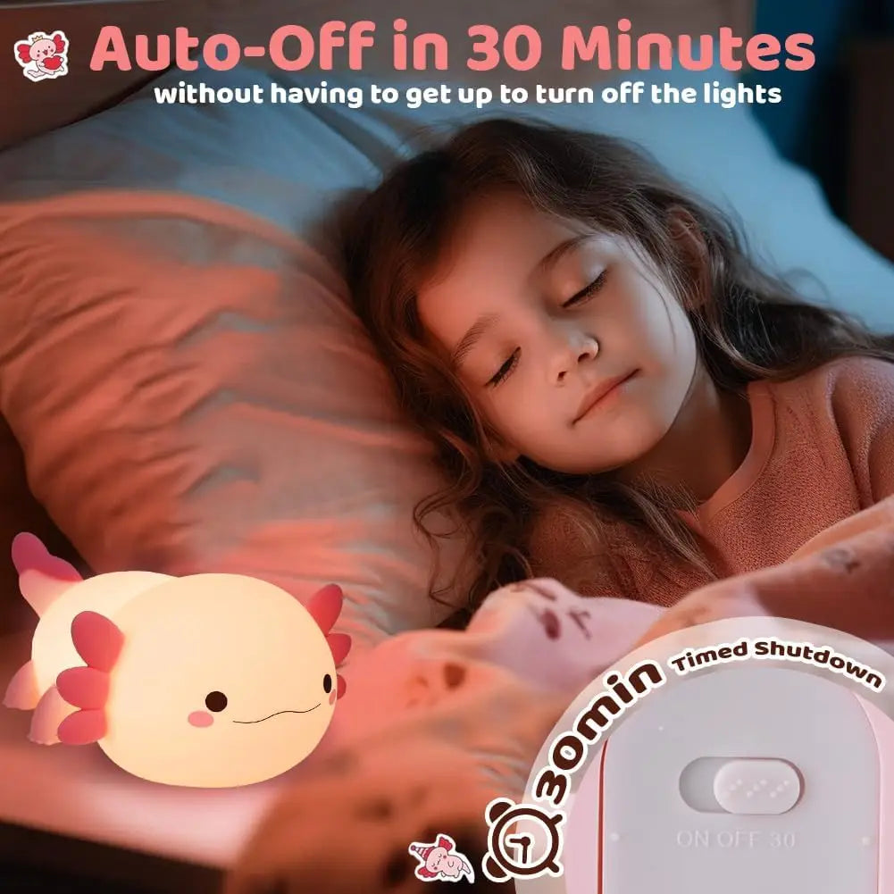 Axolotl Night Light | LED Touch Control | Battery Powered | Kids Bedroom Gift