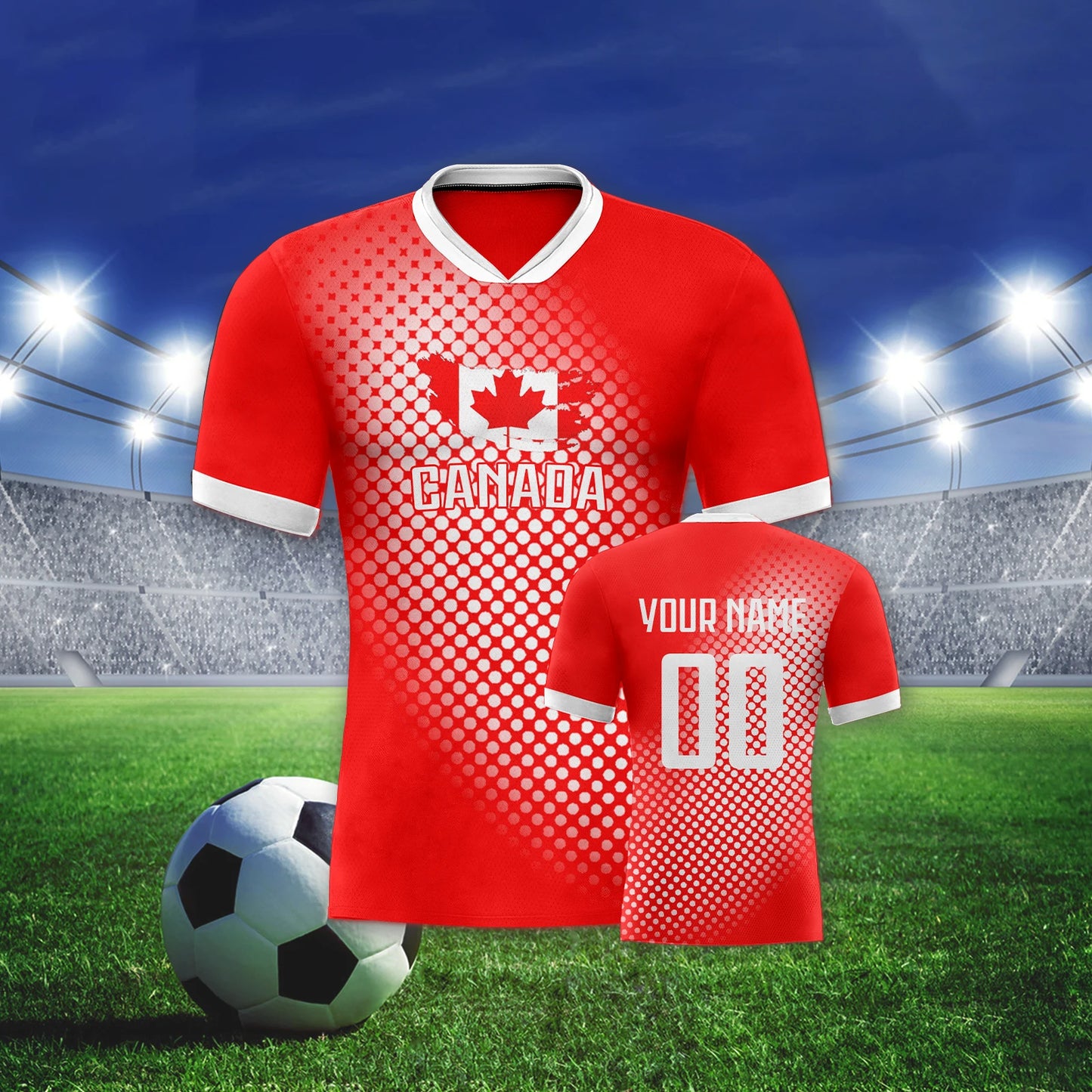 Personalized Canada Soccer Jersey - Customizable Name & Number, Breathable Team Uniform for Men, Women, and Youth Fans