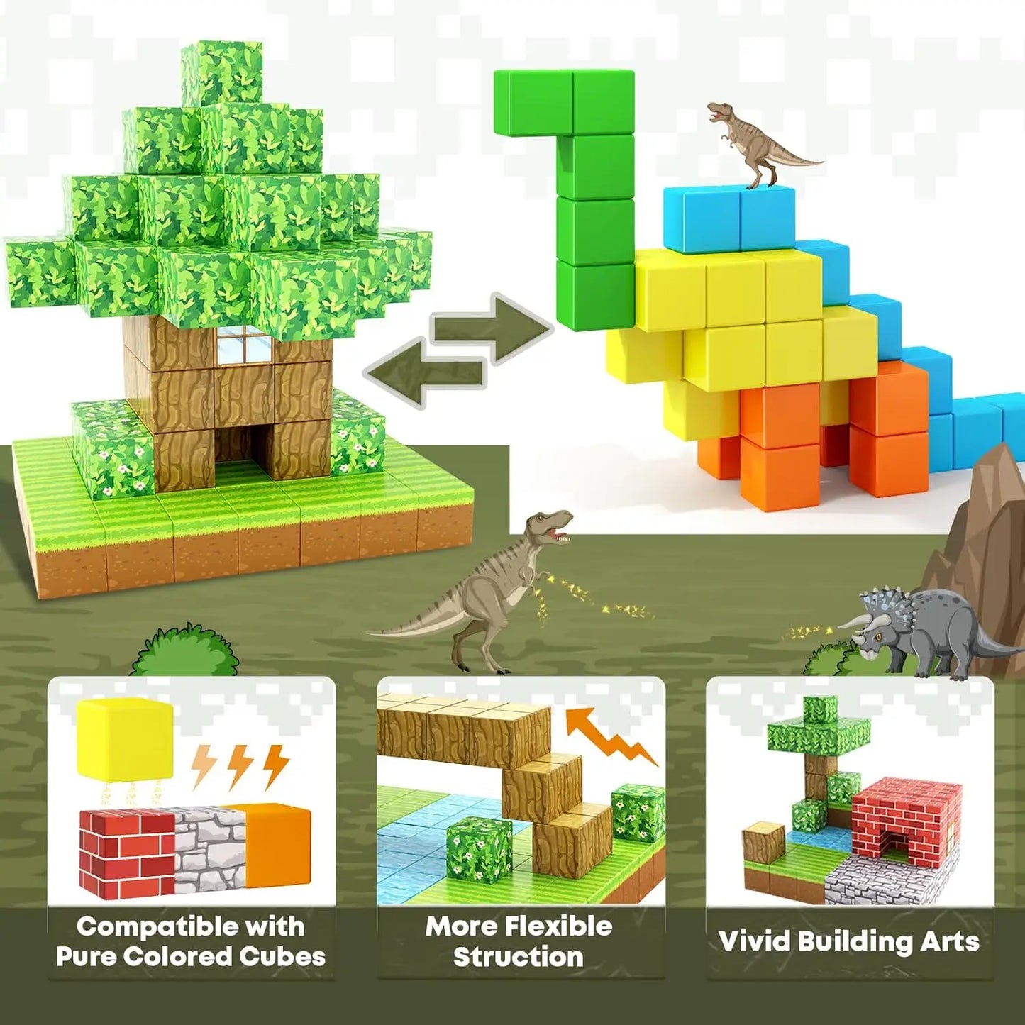 Magnetic Building Blocks | 128-Piece Set | STEM Toy | Ages 4-12