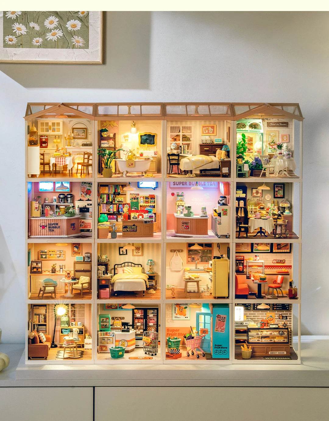 Robotime DIY Miniature Dollhouse Kit with Accessories Model Supply Store Kit with LED to Build Decent Birthday Gift 3D Puzzle - ToylandEU