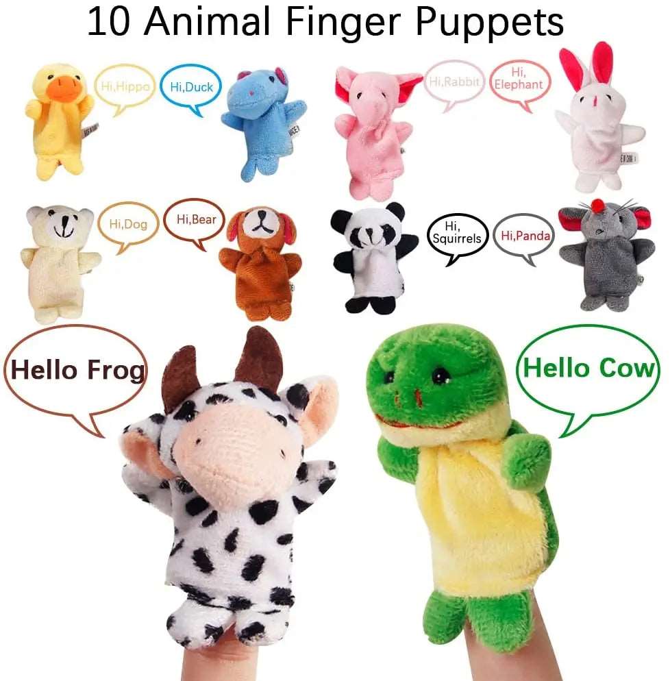 10 Piece Animals Finger Puppets Set for Baby - Educational and Safe Plush Dolls - ToylandEU