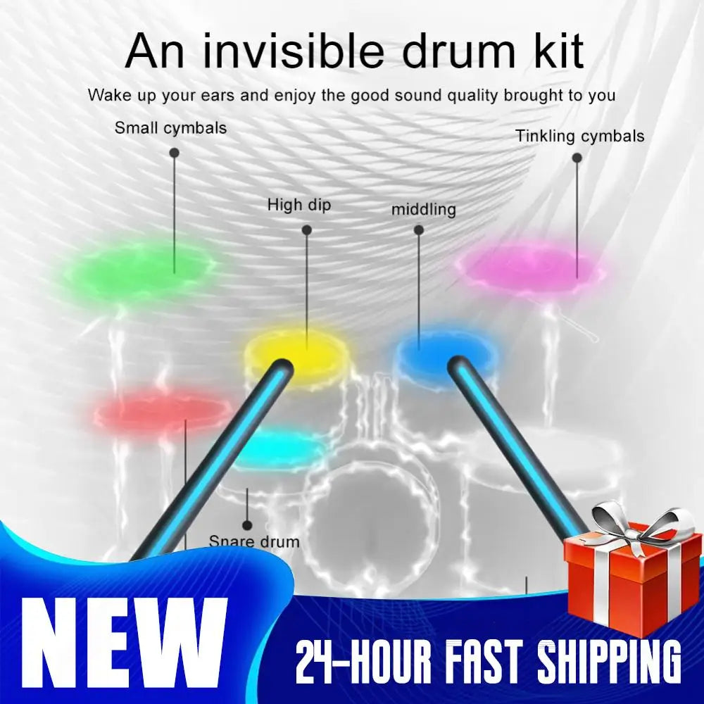 Portable Bluetooth Air Drum Set for Beginners with Foot Sensor