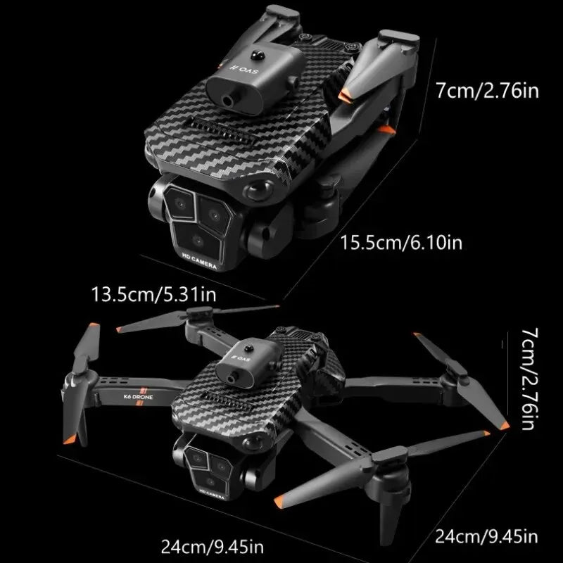 New K6Max Mini Drone Professinal Three Cameras Wide Angle Optical Flow
