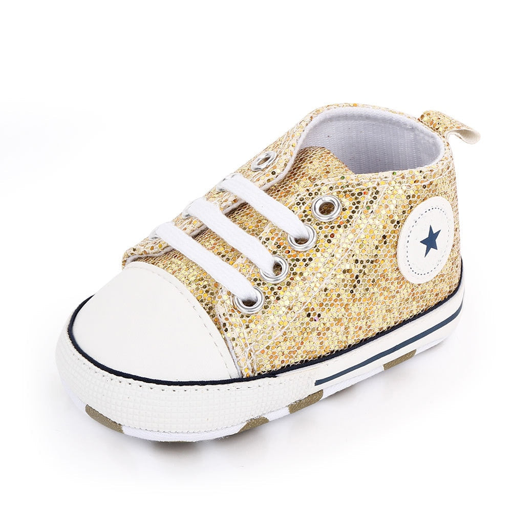 Fashionable Bling Canvas Shoes for Baby Girls - Soft Sole Toddler Sneakers Toyland EU