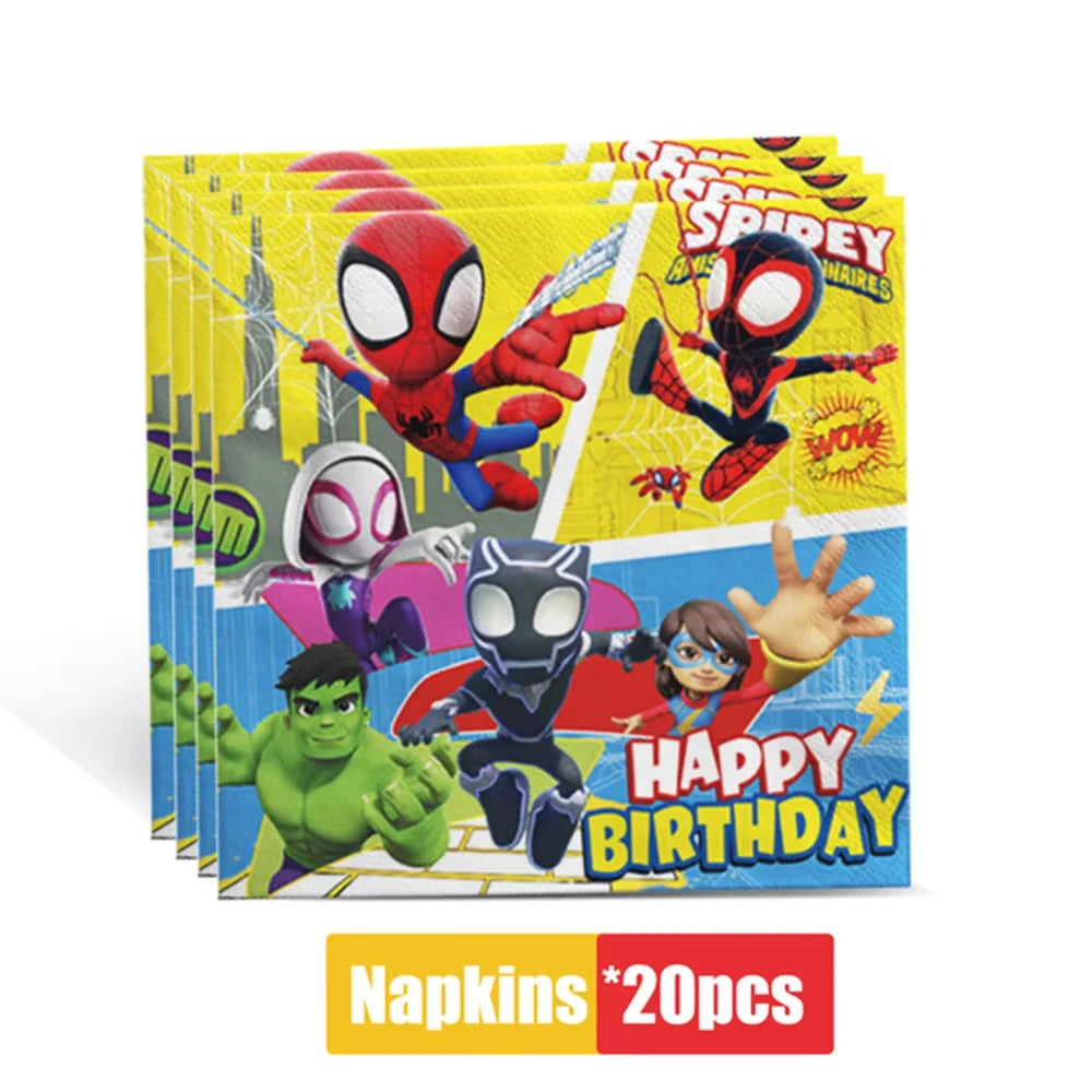 Party Decor Kit | Spidey Theme | Birthday | Plates Cups Tablecloth Banner