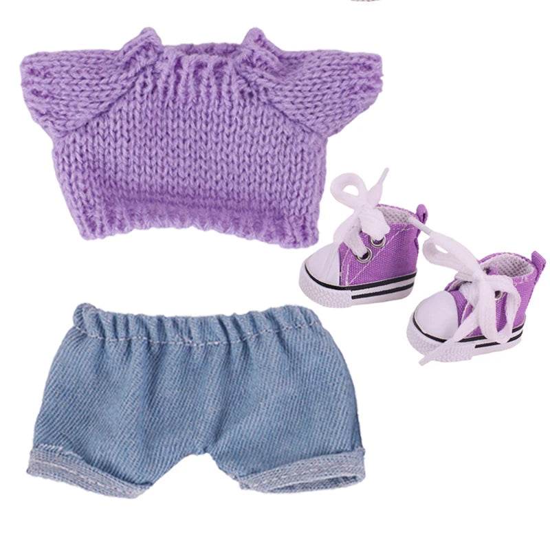 Doll Sweater Overall Shoes 3Pcs Set For Labubu Clothes - ToylandEU