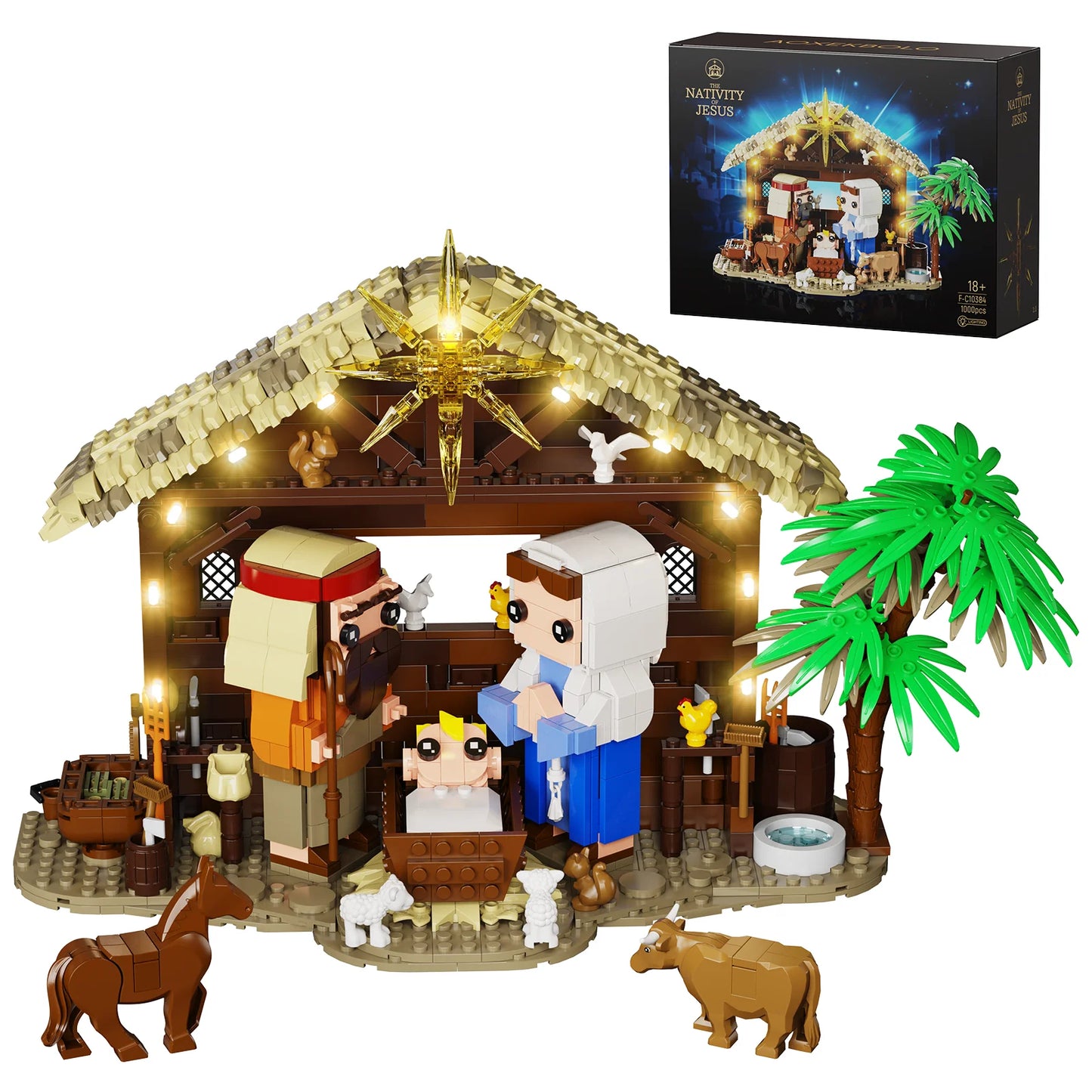 Nativity Blocks Set With Three Figures Lego Compatible Christmas Scene