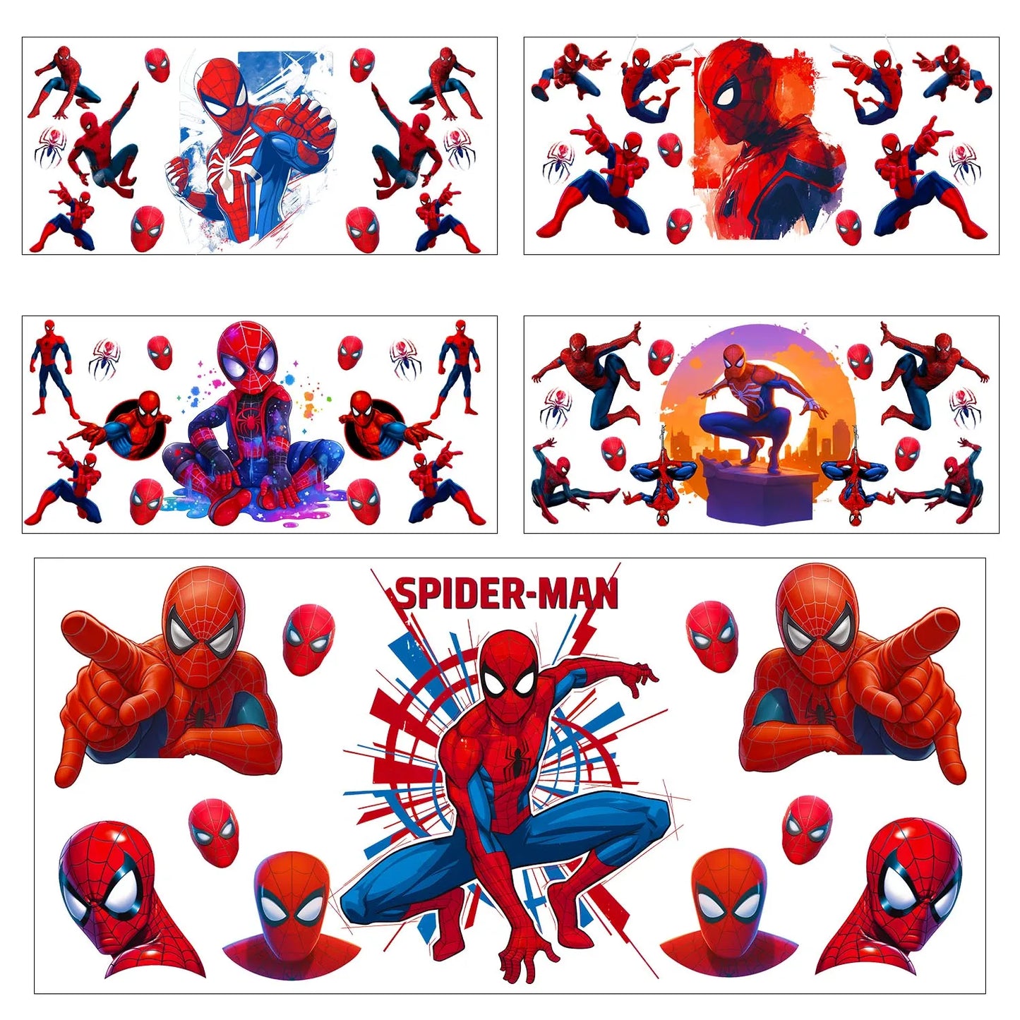 UV DTF Transfer Stickers | Super Hero Cartoon | 5pc Set | 16oz Cup Wraps
