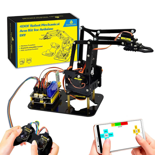 Keyestudio STEM 4DOF Robot Arm Kit Mechanical Arm Claw Kit PS2 Control For Arduino Robot Arm Kit DIY Programming Robot - ToylandEU