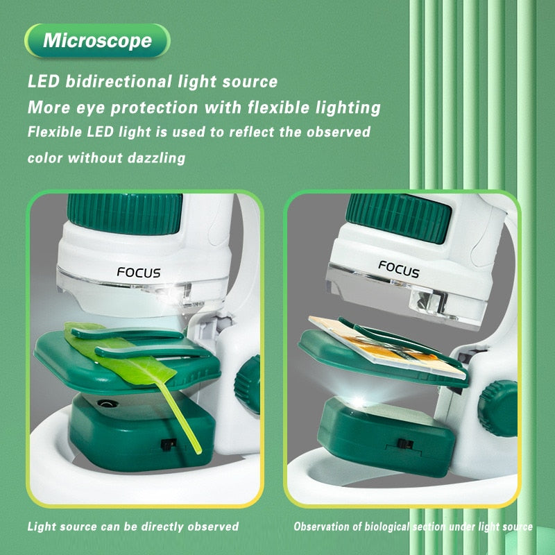 Mini LED Light Pocket Microscope STEM Toy for Children