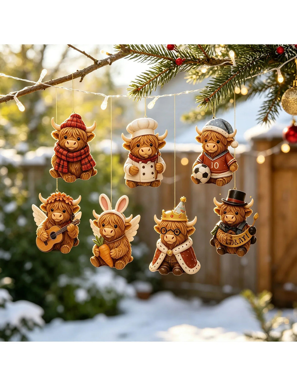 Advent Calendar | Highland Bull Pendant | 2D Scottish Long Haired Bull Ornament | Christmas Countdown Decor