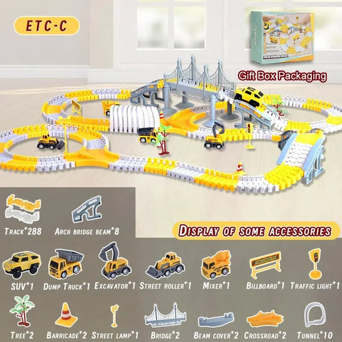 Kids Electric Track Toy Car Set with Mini Engineering Cars and Puzzle Trail ToylandEU.com Toyland EU