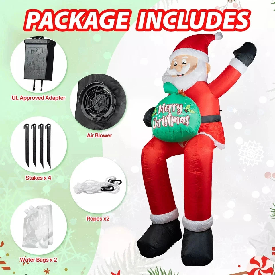 Inflatable Christmas Santa | 5.6 Ft Tall | Built In LED Lights | Xmas Yard Decor