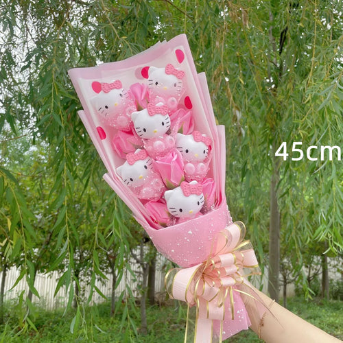 Adorable Hello Kitty Plush Dolls with Rose Soap Flowers Bouquet ToylandEU.com Toyland EU