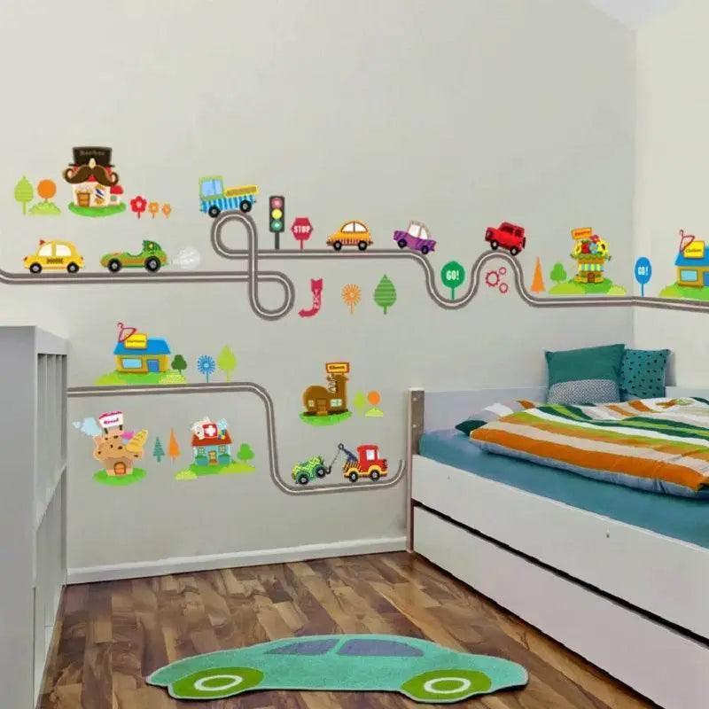  Safe 45x60cm Cartoon Car Track Stickers Toyland EU -  ToylandEU™