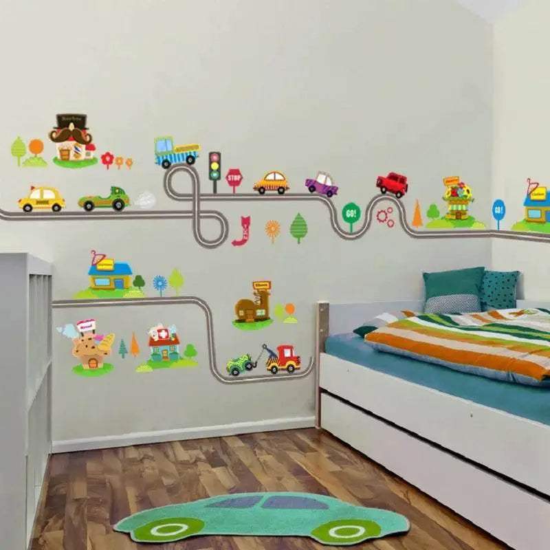  Safe 45x60cm Cartoon Car Track Stickers Toyland EU -  ToylandEU™