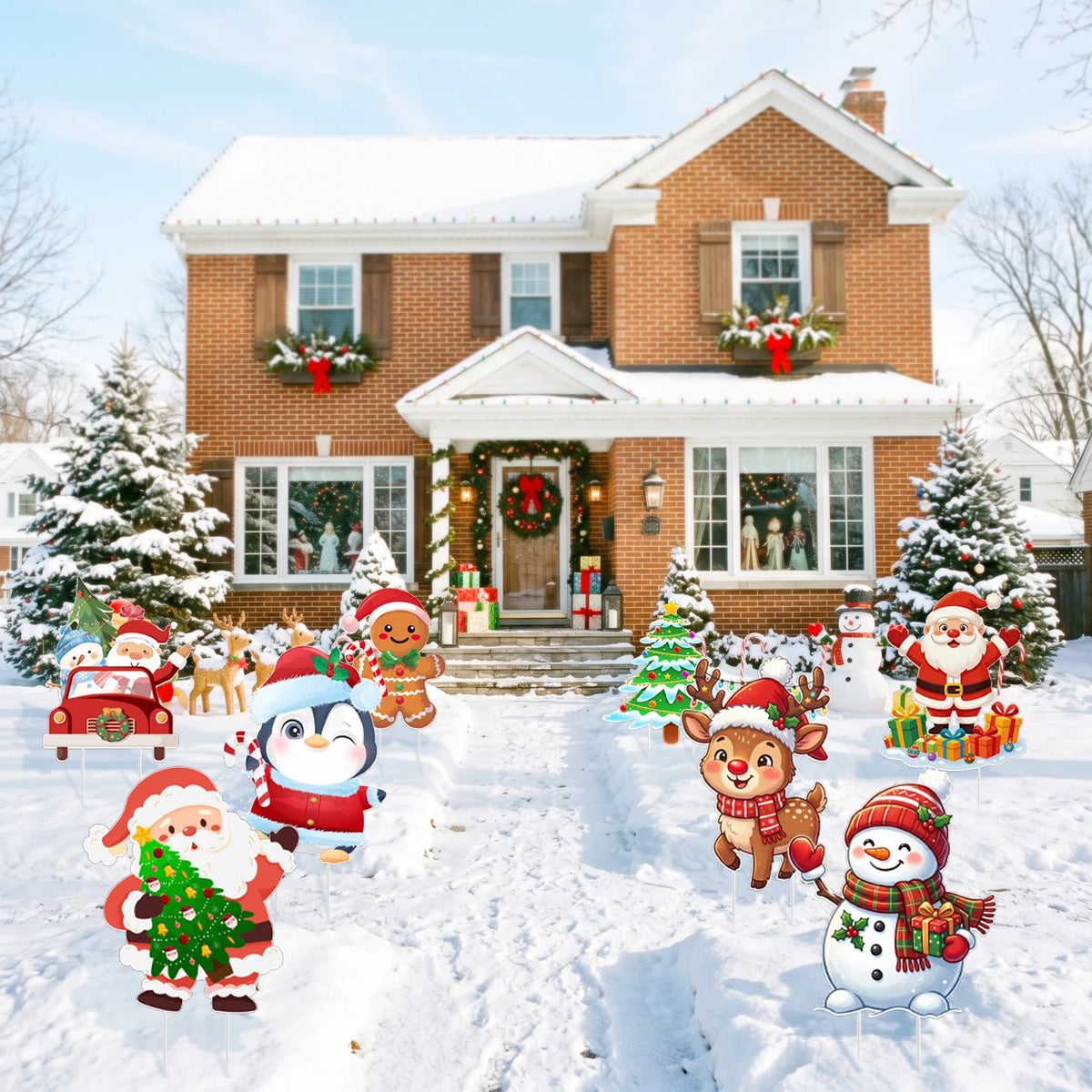 Christmas Yard Signs | With Stakes | Large Cardstock | Outdoor Holiday Decor