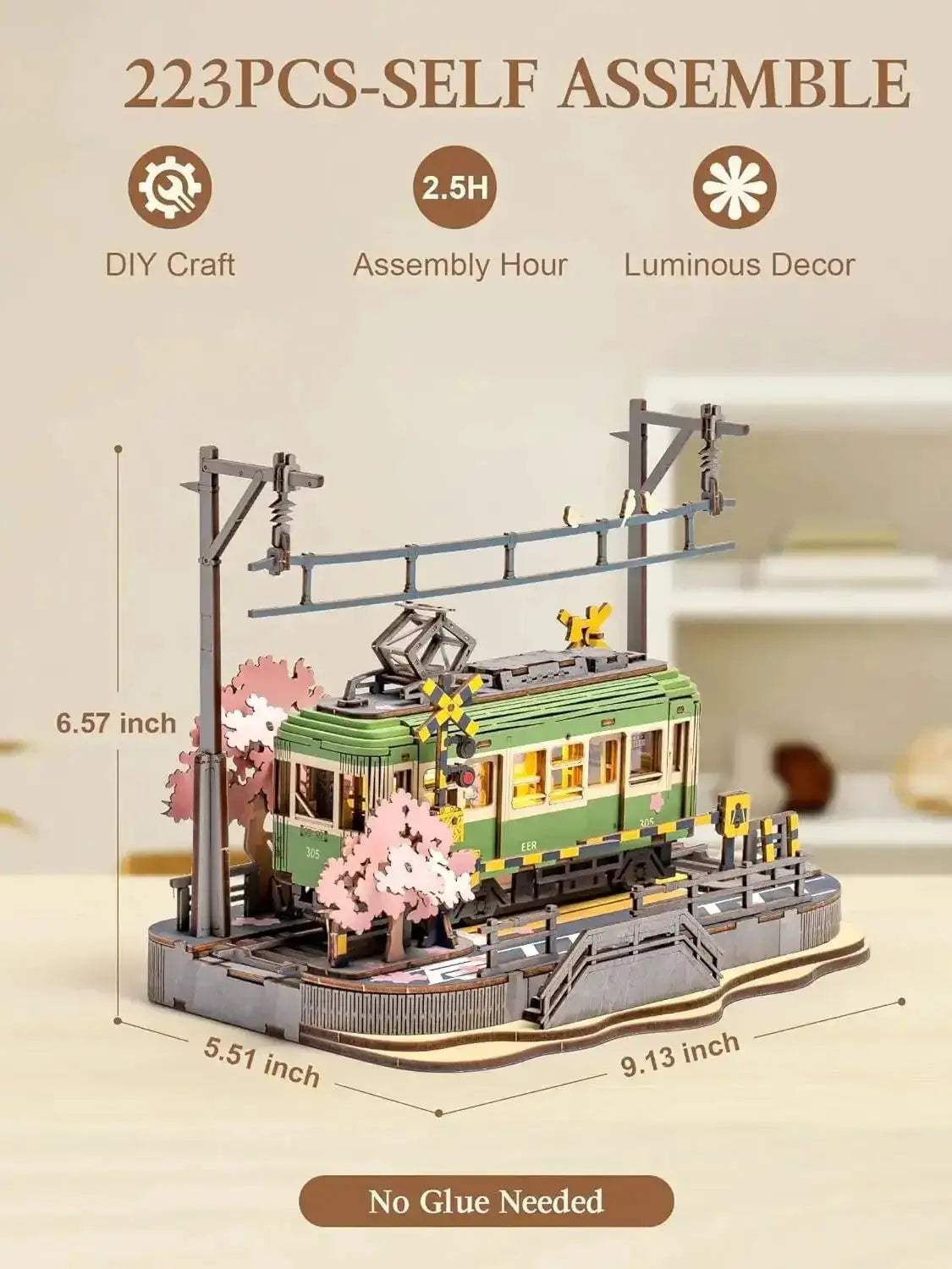  Sakura Journey Tram 3D Wooden Puzzle With LED Lights -  ToylandEU™