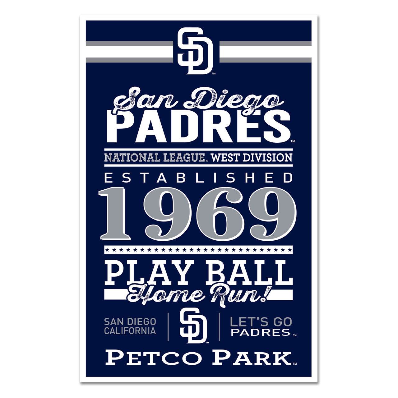 San Diego Padres 11x17 Wood Sign Established Design - ToylandEU