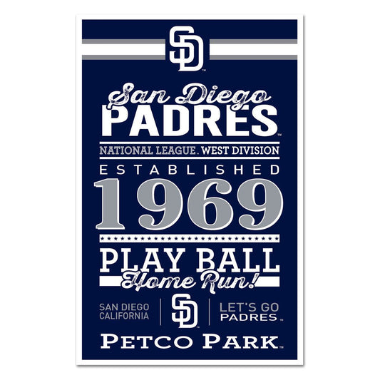 San Diego Padres 11x17 Wood Sign Established Design - ToylandEU