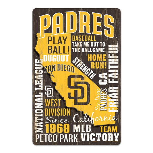 San Diego Padres 11x17 Wood Wordage Classic Sign Est Date - ToylandEU