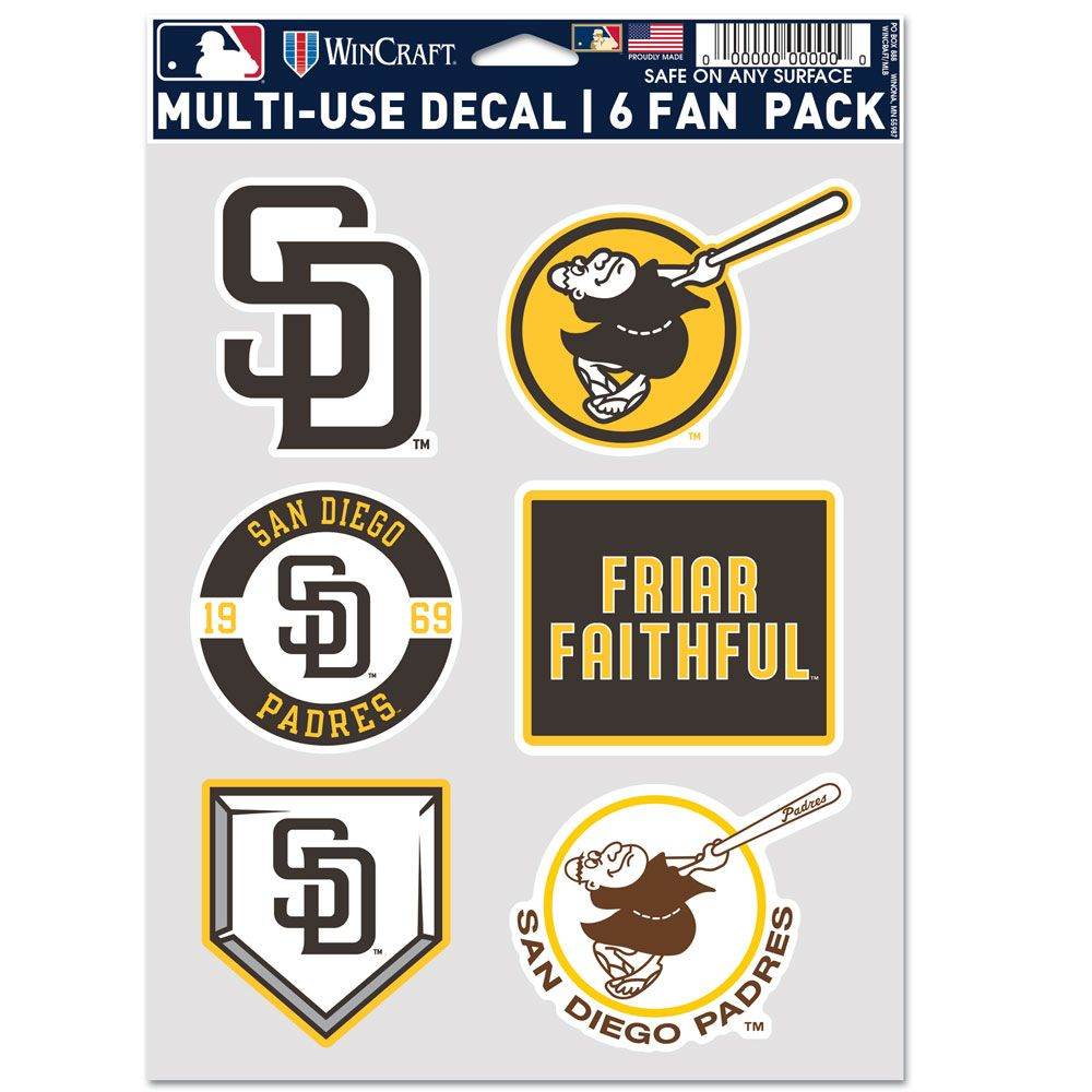 San Diego Padres Multi Use Fan Decal 6 Pack Bundle - ToylandEU