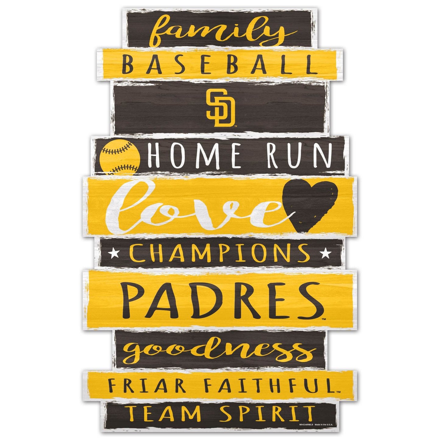 San Diego Padres Wood Sign 11x17 Family Word Decor Panel - ToylandEU