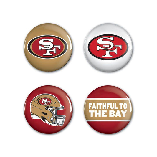 San Francisco 49ers Buttons Set 4 Pack With Helmet Logos - ToylandEU