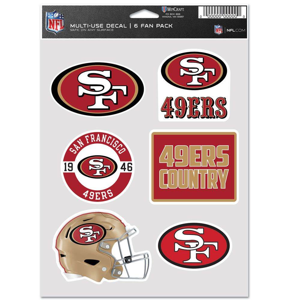 San Francisco 49ers Decal Multi Use Fan Decals Six Pack - ToylandEU