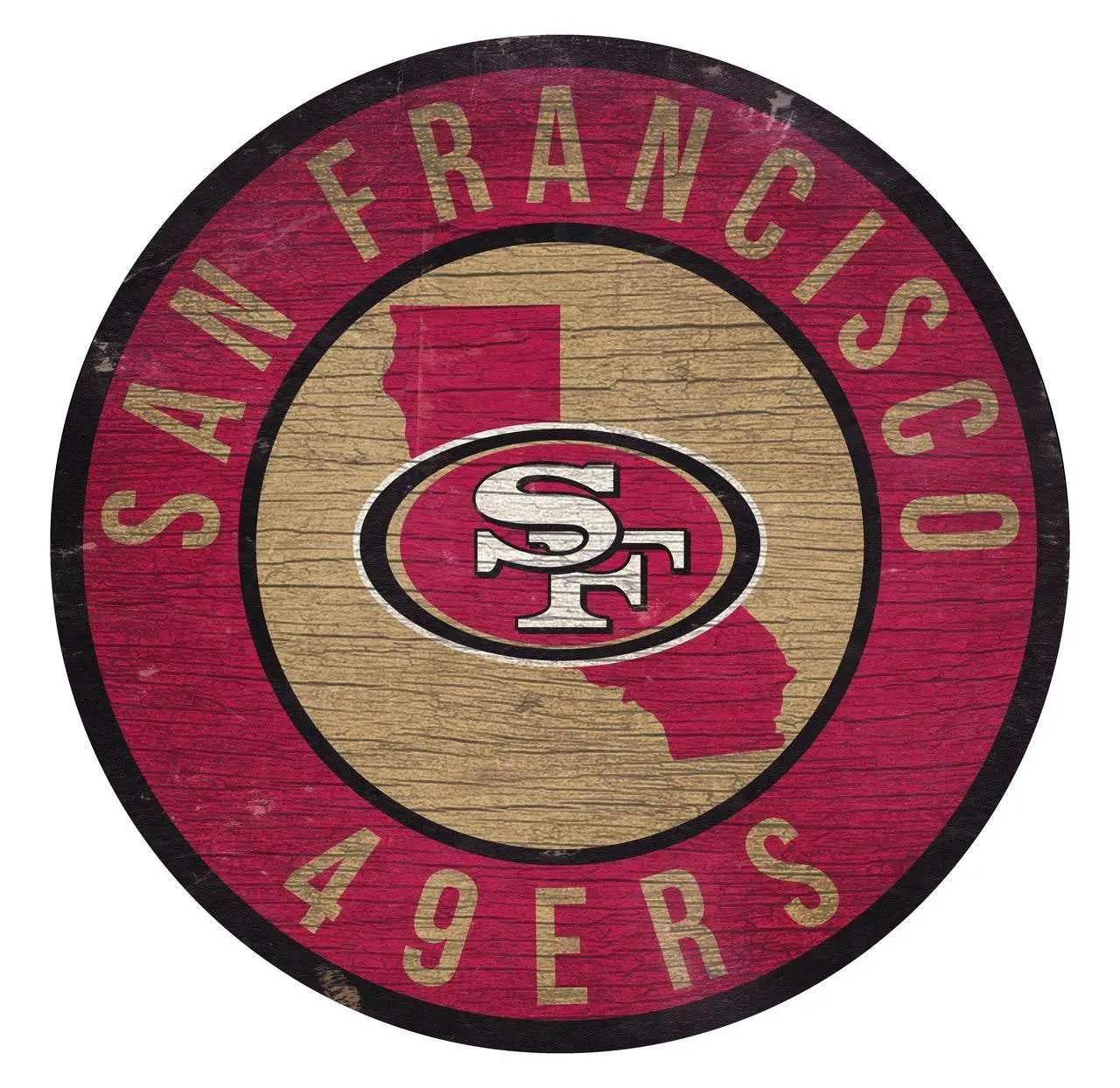  San Francisco 49ers Round Wood Sign State Design 12 Inch -  ToylandEU™