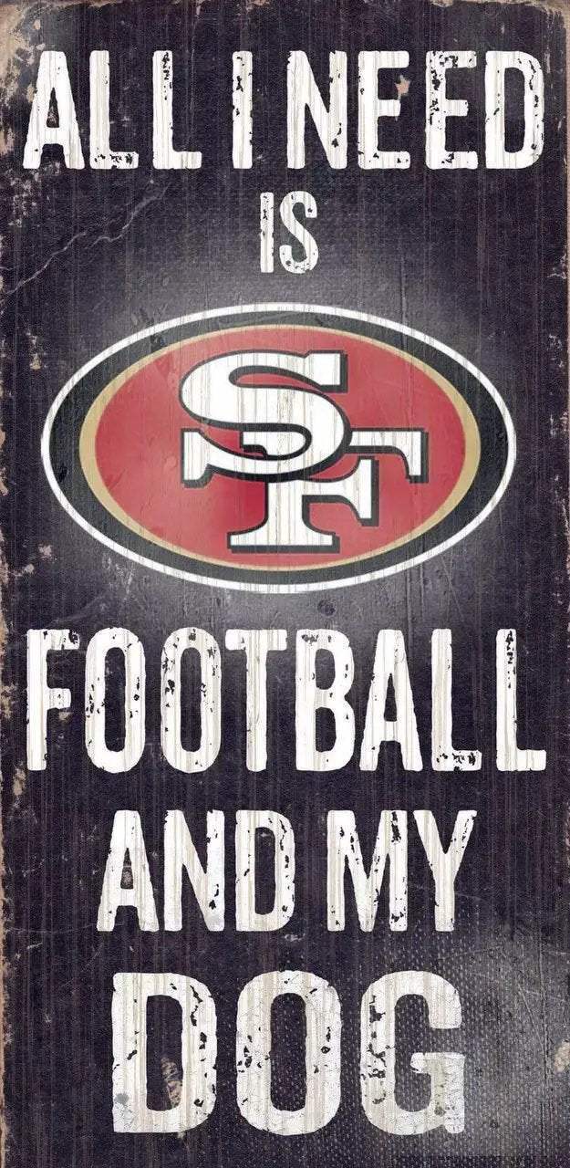 San Francisco 49ers Wood Sign Football and Dog 6x12 - ToylandEU
