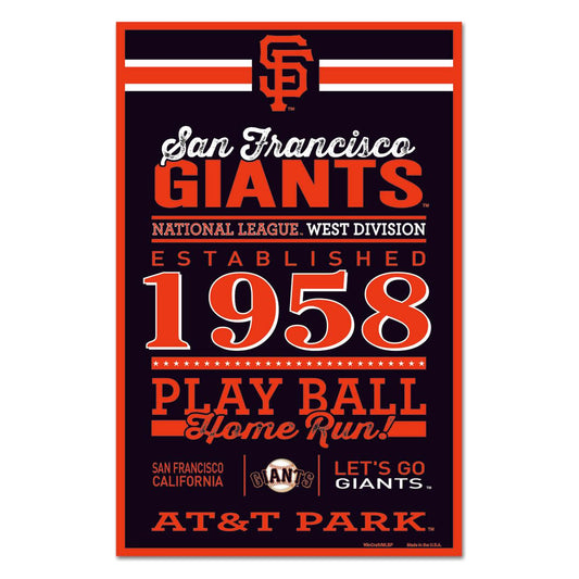 San Francisco Giants 11x17 Wood Sign Established Design - ToylandEU