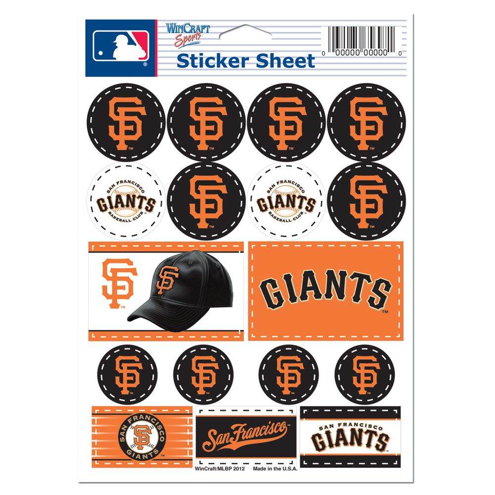 San Francisco Giants Vinyl Decal Sheet 5x7 Sticker Pack - ToylandEU